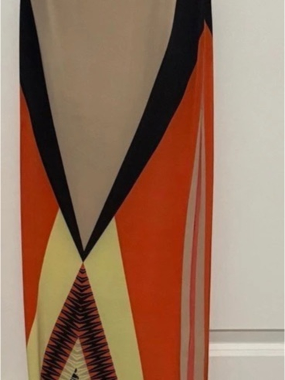 Geometric Maxi Dress in Orange & Black Like New